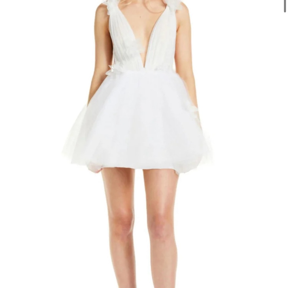 Elegant White Plunge Mini Dress